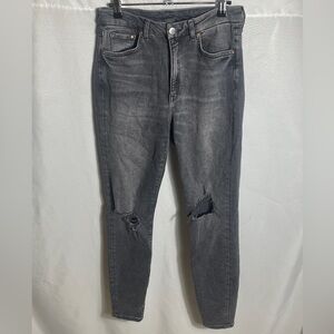 &Denim Super Skinny High Waist Gray Distressed Ankle Jeans Size US 8